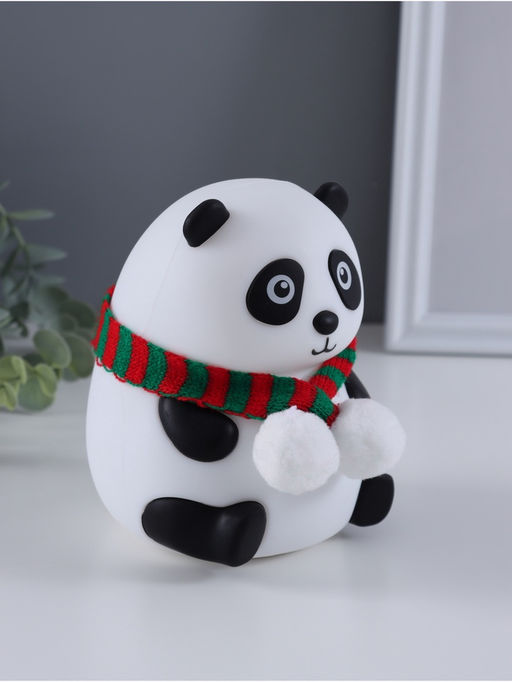 Фигурка светящаяся RISALUX «Панда в шарфе», 2 Вт, LED-ночник антистресс, RGB, USB, 10.5×10×13.5 см