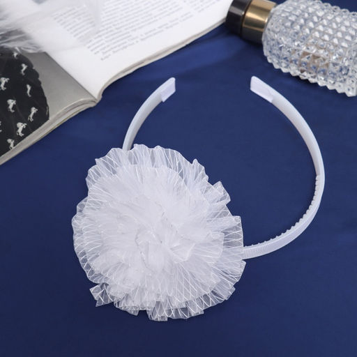 Цена за 6 шт. Ободок для волос «Школьница», облачко полосы, d=10 см, белый