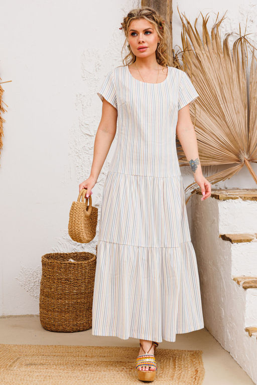 Платье AMORI 9807 полоска голубая  фото 5