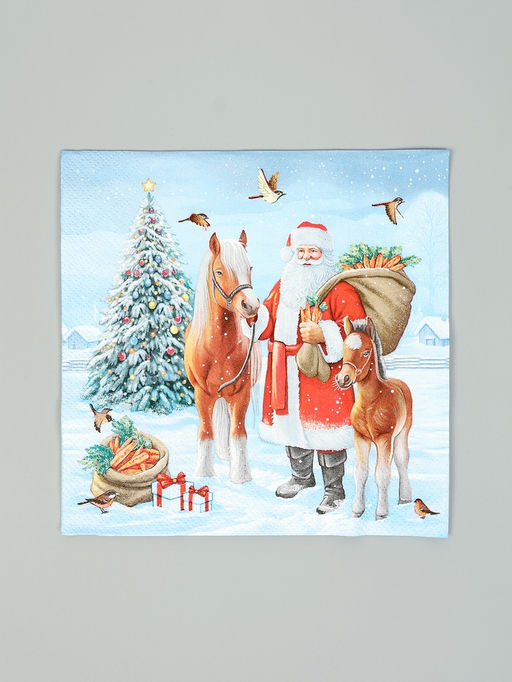 Цена за 3 шт. Салфетки бумажные трёхслойные Дед мороз с друзьями, 33?33, 20 шт.