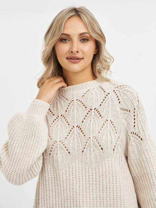 джемпер женский из шерсти с перфорацией - Glenfield фото 6