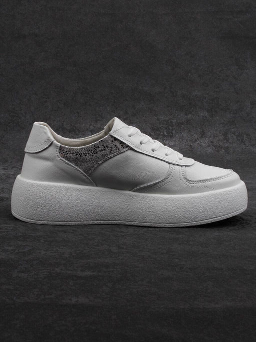 03-C140-9 WHITE Полуботинки спортивные женские (натуральная кожа)