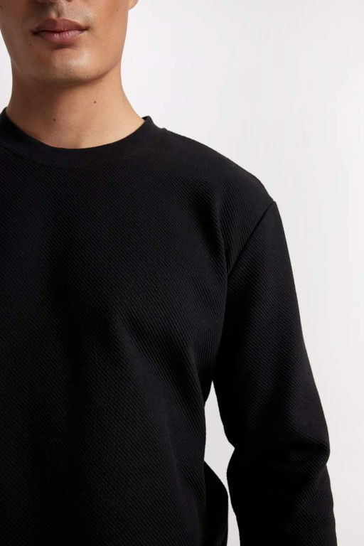 Жаккардовый свитшот стандартного кроя с круглым вырезом - Defacto фото 5