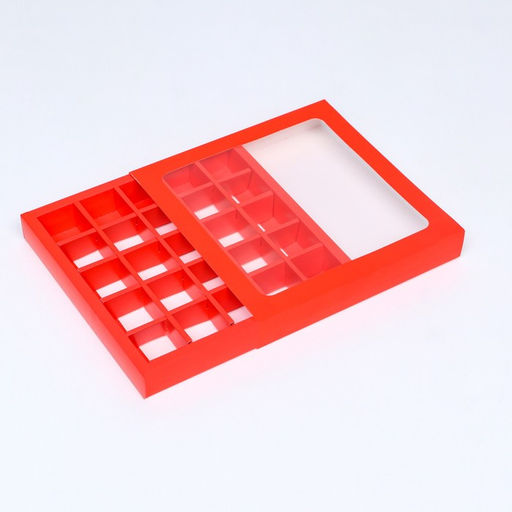 Коробка для конфет 25 шт, 22 х 22 х 3,5 см, алая - UPAK LAND фото 3