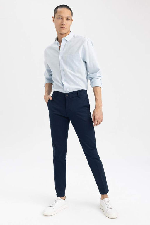 Рубашка приталенного кроя из 100% хлопка с длинными рукавами - Defacto фото 7