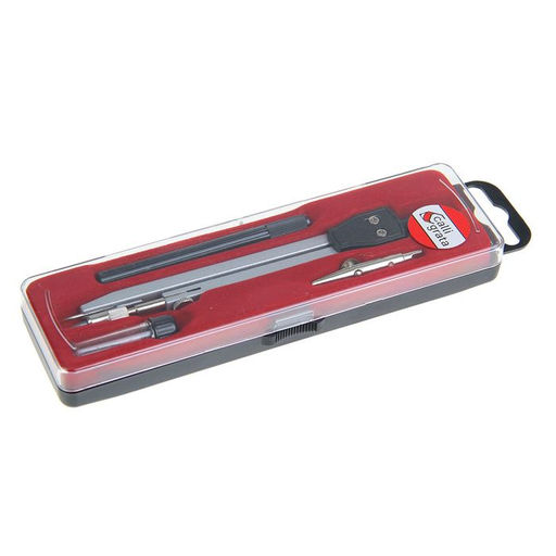 Готовальня Calligrata 4 предмета: циркуль, грифель, удлинитель, рейсфедер, в пластиковом пенале  фото 2