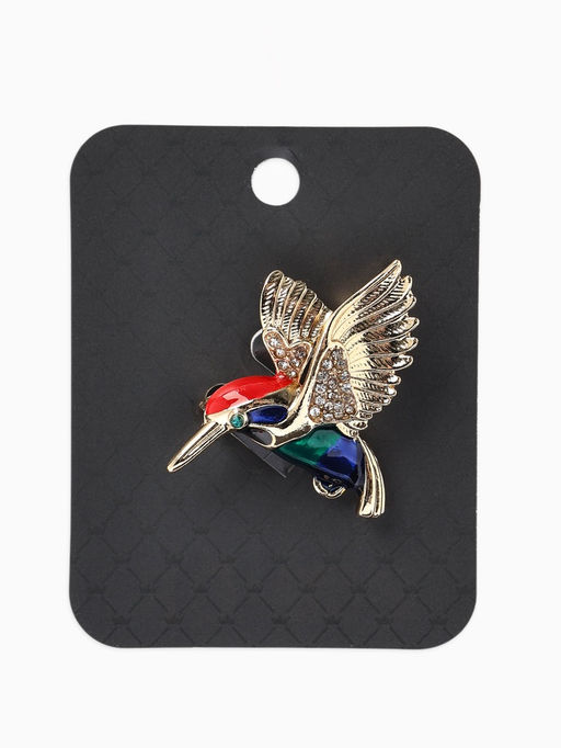 Брошь «Птица» колибри, цветная в золоте