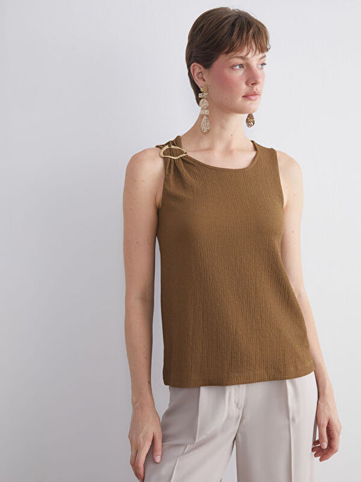 Bisiklet Yaka Dokulu Bluz