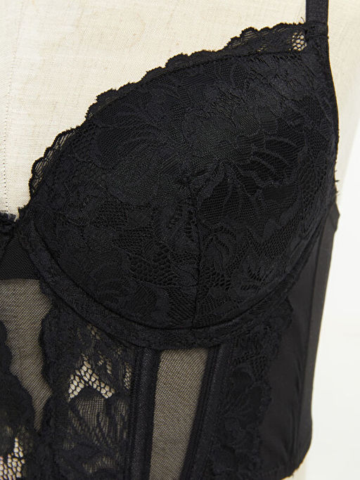 Balenli Dolgusuz Dantelli Bralet