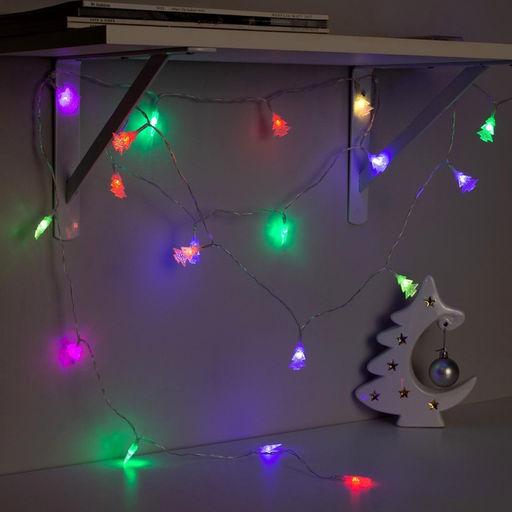 Гирлянда Нить 3 м с насадками Ёлки, IP20, прозрачная нить, 20 LED, батарейки AAх3 (нет в комплекте), свечение мульти - Luazon lighting фото 5