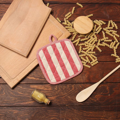 Прихватка Доляна Полоса цв.красный17х17 50%п/э 50% хл  фото 5