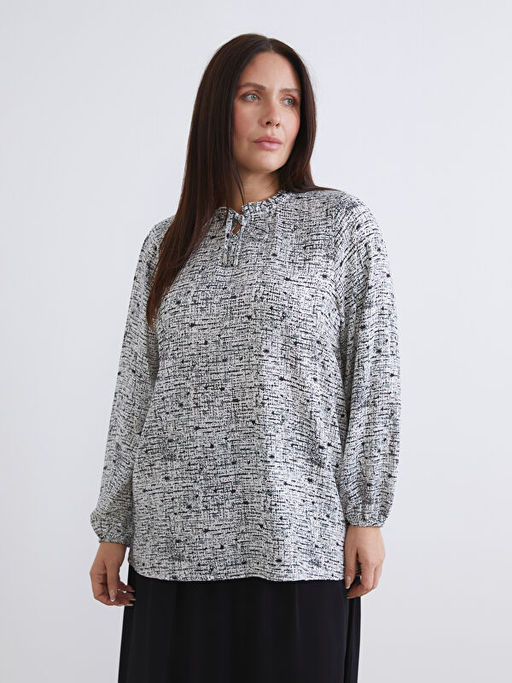 Ba?lamal? Yaka Desenli Bluz