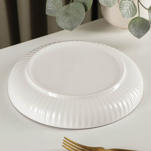 Тарелка керамическая обеденная Иллюзия, d=21 см, цвет белый и серый - Simaland фото 3