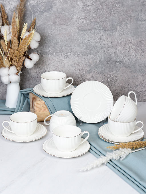 Чайный набор 12 предметов 220 мл / ZSW006-12G /уп 8/ Вертикаль костяной - ГалеонТрейд фото 3