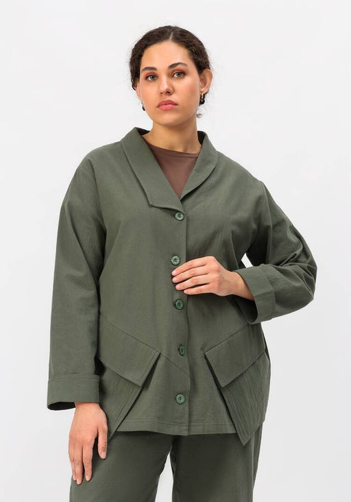 Пиджак оригинального кроя хаки
