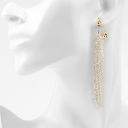 Серьги металл Цепи сборка, цвет серебряно-золотой, 8 см - Qf фото 3