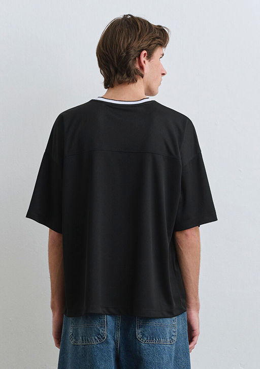 MV91 Nak?s Detayl? Siyah Tisort - Mavi фото 3