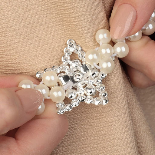 Подхват для штор Звезда, жемчуг на резинке, d = 4 см, 2 43 см, цвет белый - Арт узор фото 4