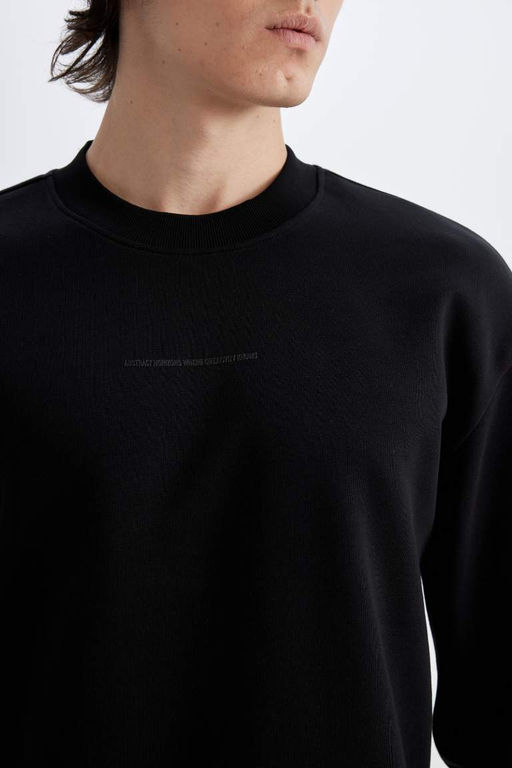 Толстовка свободного кроя с круглым вырезом и принтом - Defacto фото 5