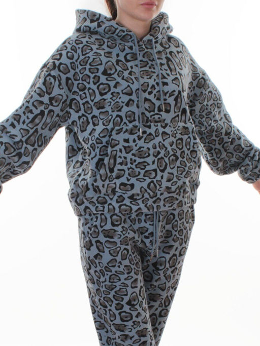 003 LT. BLUE/LEOPARD Костюм спортивный зимний женский (95% хлопок, 5% полиэстер)