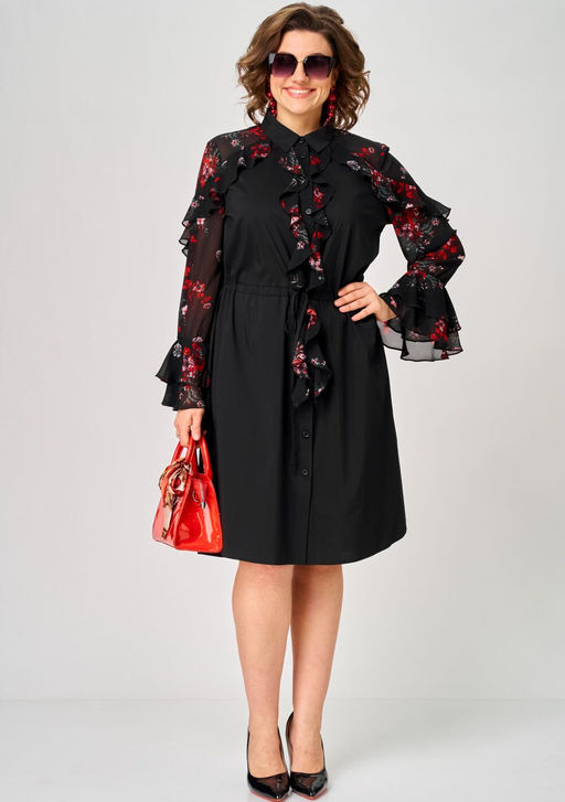 Платье EVA GRANT 7229 черный+принт