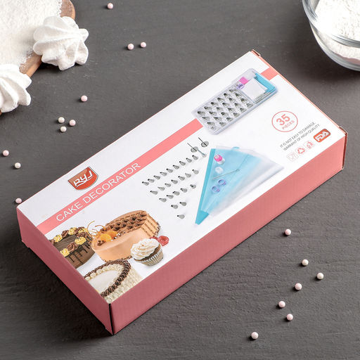 Набор кондитерский, 34 предмета: 26 насадок d=1,7, h=3 см, 2 адаптера, 2 гвоздя 3×6,5, 2 зажима