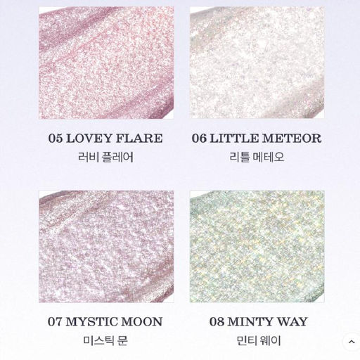 The Universe Liquid Glitter Glitter 05 Lovey Flare - Жидкий глиттер для век (очаровательный розовый с миксом фиолетовых блесток) , 2 г - Rom&nd фото 2
