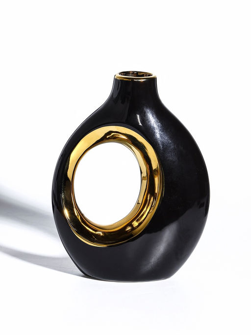 Ваза для цветов «Лари», набор 2 шт., 22×20 см, d=4 см, керамика, чёрная