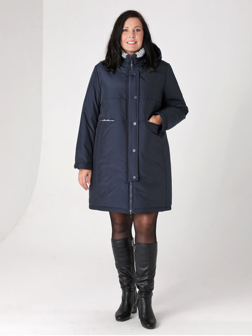 Еврозима! 24334 Полупальто дем. т.синий