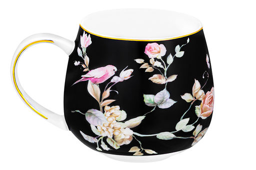 Кружка 400 мл 12,5*9,5*8,5 см Певчие птички на черном бочонок NEW BONE CHINA - Elan gallery фото 9