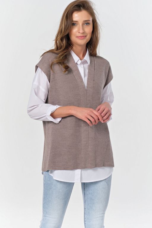 Жилет вязаный оверсайз с открытой спиной черный - Fly фото 9