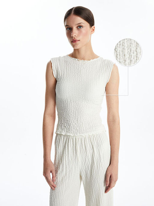 Bisiklet Yaka Dokulu Kad?n Ti??rt