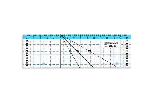 Gamma QRL-06 Линейка для пэчворка 15 см х 5 см в пакете с еврослотом пластик