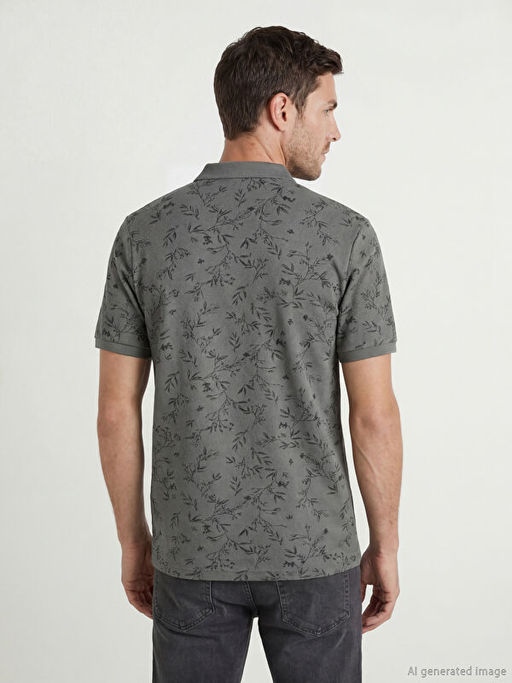 Polo Yaka Desenli Str?kt?rl? Erkek Ti??rt