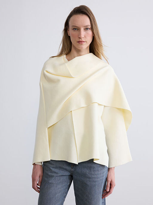 Bisiklet Yaka ?al Detayl? Kad?n Triko Kazak