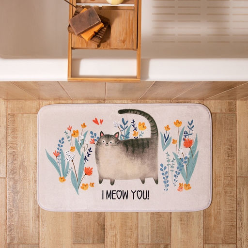 Коврик для ванной Этель I meow you, 80×50 см, велюр