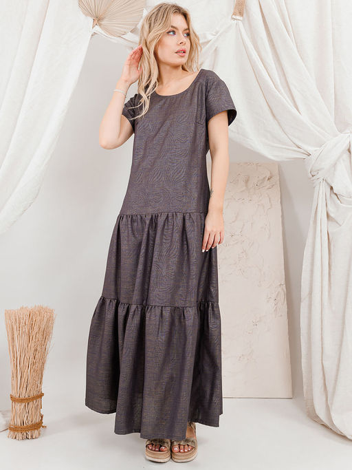 Платье длинное летнее с воланами - Almond фото 2