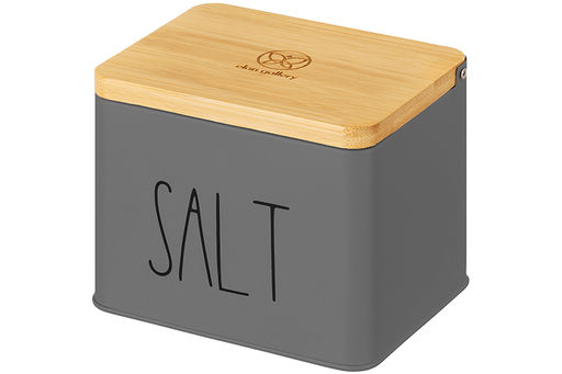Емкость для хранения 1,5 л 14*11*11 см SALT с деревянной крышкой, темно-серая - Elan gallery фото 13