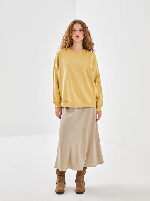 Bisiklet Yaka Nak??l? Kad?n Sweatshirt