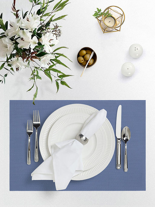 Салфетка сервировочная 45x30, 1 штука синий полиэстер, ПВХ