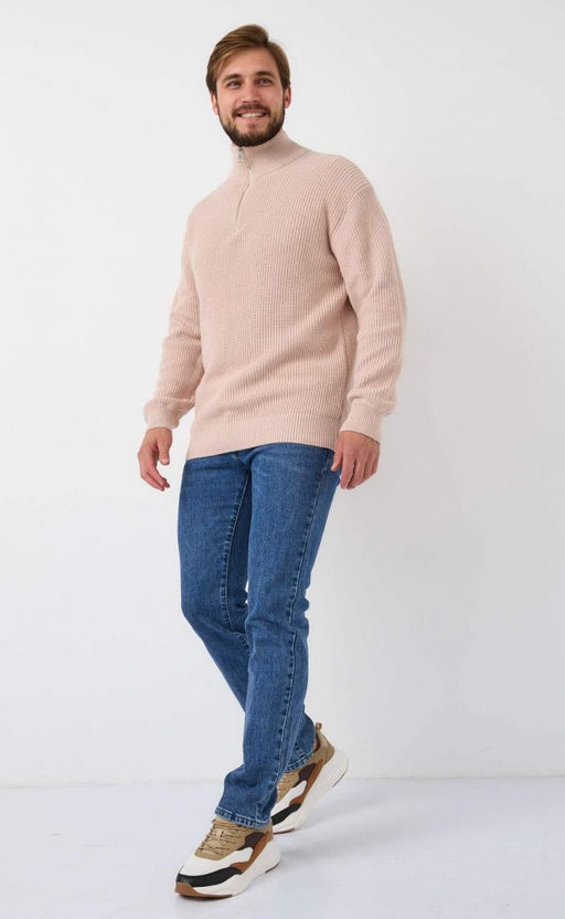 Джемпер мужской с воротником-стойкой на молнии P321-15629 бежевый - Primm фото 9