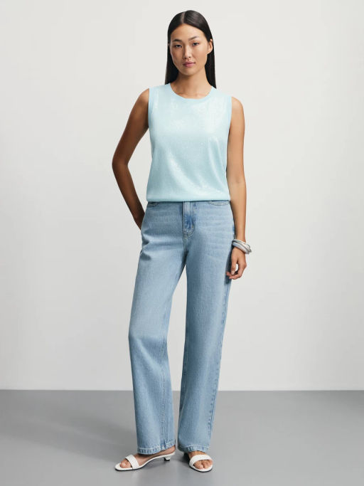 Вязаный топ из вискозы с пайетками / Zarina  фото 2