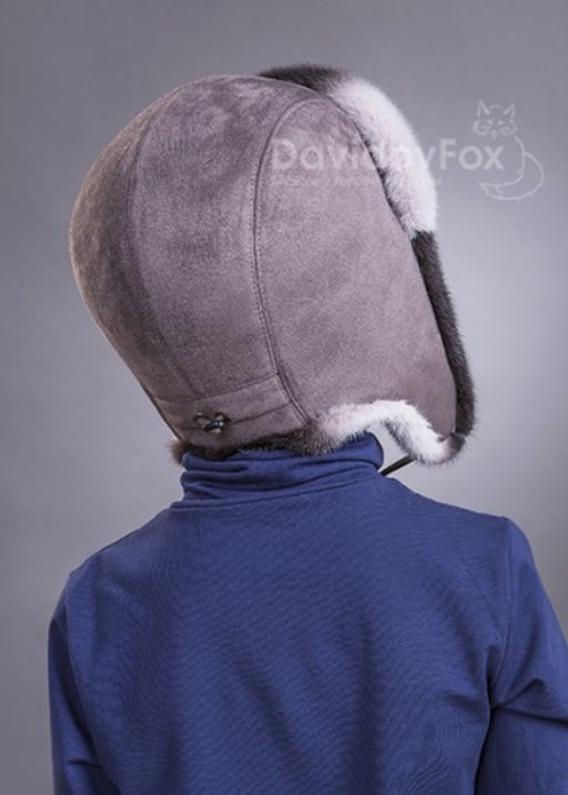 Шапка Ушанка детская норка капучино