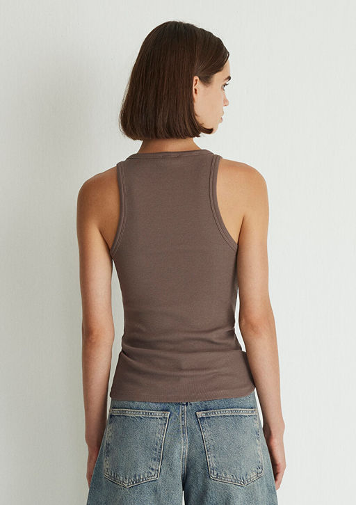 Halter Yaka Kahverengi Basic Atlet - Mavi фото 4