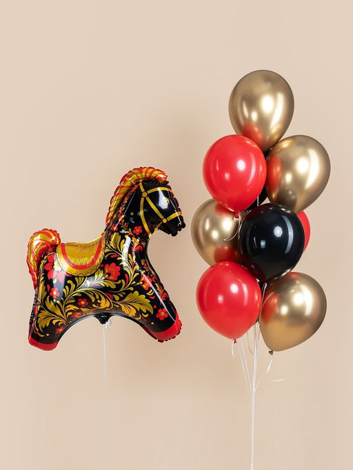 Воздушный шар фольгированный 32" «Лошадка», золотая роспись