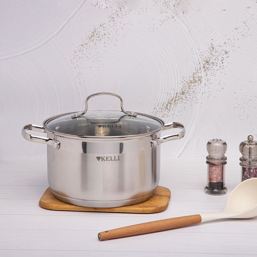 Набор посуды нерж. "Kelli" 6 пр со стекл. крышками, арт. KL-4230