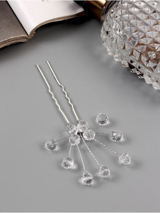 Цена за 3 шт. Шпилька для волос «Эмилия», шарики, 9×5 см, прозрачная