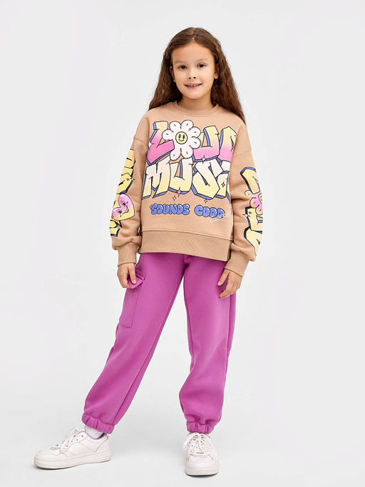 Брюки для девочек теплые в фиолетовом оттенке