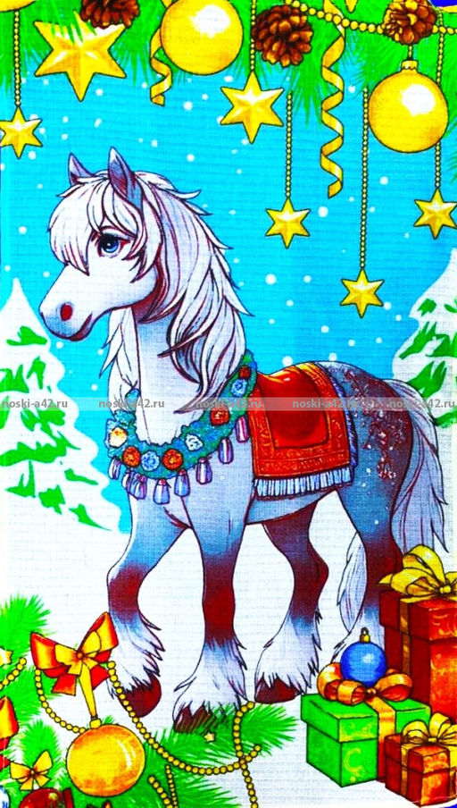 Цена за 6 шт.Полотенца вафельные Новогодние "Игривые Лошадки"