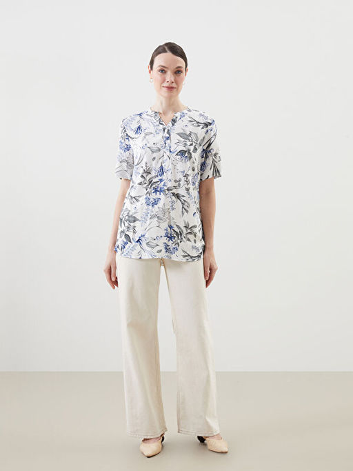 Ka??k Yaka ?i?ekli Bluz